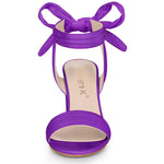 Load image into Gallery viewer, Allegra K Women Open Toe Ankle Tie Back Chunky Dark Purple Heel Sandals 7 M US
