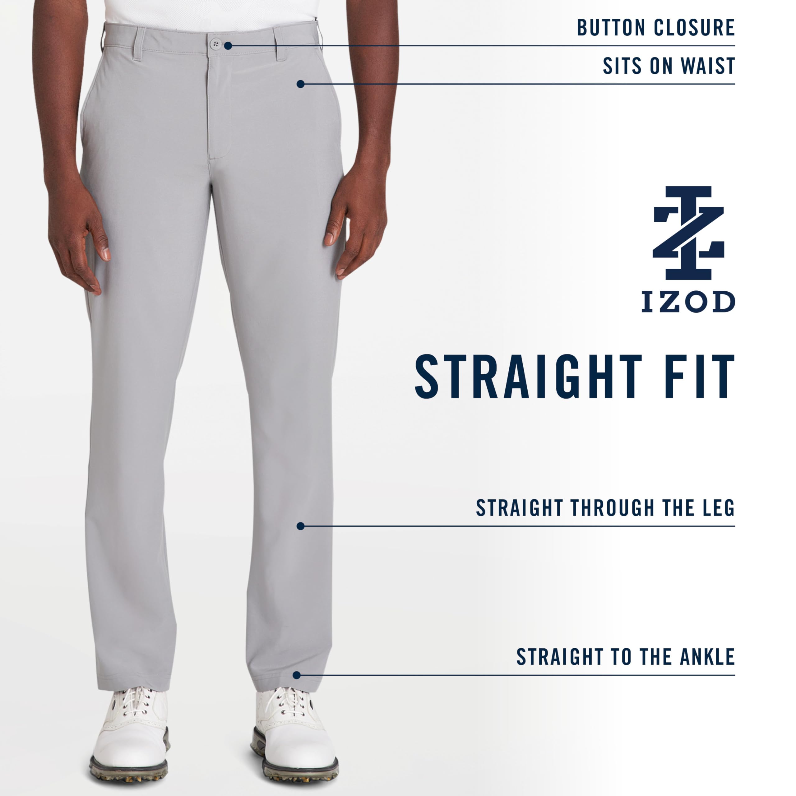 IZOD Men's Golf Swingflex Straight-Fit Flat-Front Pants, peacoat, 36W X 32L