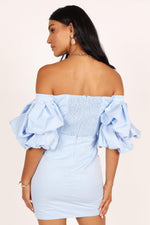Load image into Gallery viewer, Fern Puff Sleeve Mini Dress - ICY Blue M
