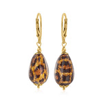 Load image into Gallery viewer, Ross-Simons Italian Leopard-Print Murano Glass Drop Earrings in 18kt Gold Over Sterling
