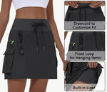 Load image into Gallery viewer, MIVEI Women's Hiking Cargo Skort Skirt High Waisted Golf Dressy Casual with Zipper Pockets Workout Sport Quick Dry Skirts Black
