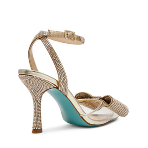 Betsey Johnson Women's Hart Heeled Sandal, Light Gold, 9