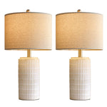 Load image into Gallery viewer, PoKat 23&quot; Modern Ceramic Table Lamp Set of 2 for Living Room White Desk Lamps for Bedroom Farmhouse Bedside Nightstand Bedside Lamp End Table Lamps Beige
