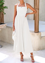 Load image into Gallery viewer, KIRUNDO Women Summer Sleeveless Halter Maxi Dress Sundress 2025 Casual Flowy Wedding Guest Cocktail Beach Vacation Dresses(White, Medium)
