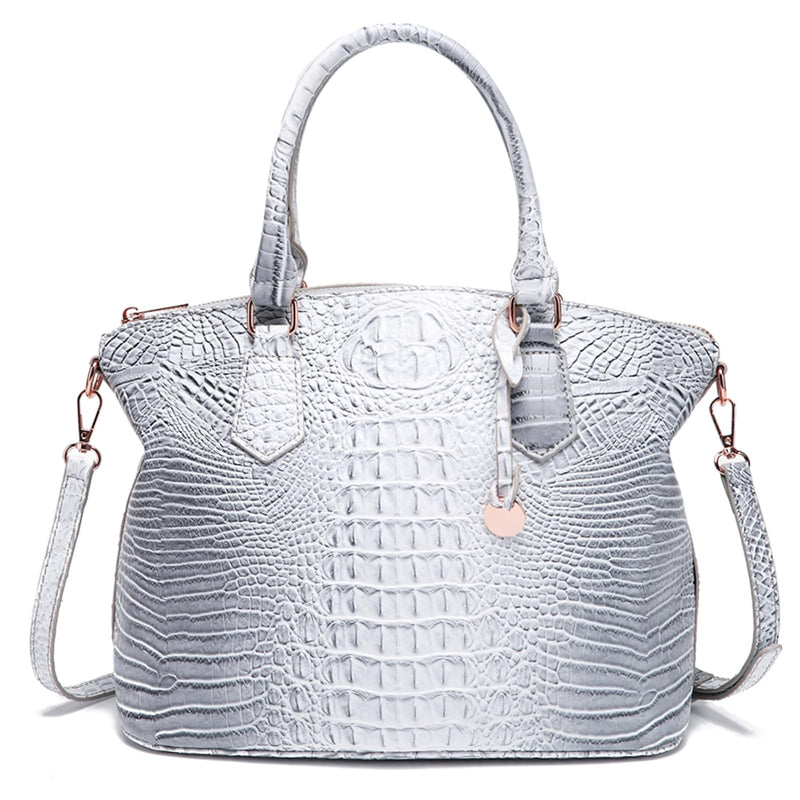 Crocodile Leather Tote Purse for Women Large Capacity Satchel Handbag with Strap Crossbody Bag for Work & Travel