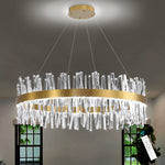 Load image into Gallery viewer, HAIXIANG Glam LED Chandelier 39.3 Inch Crystal Ring Chandeliers with Remote Dimmable LED Light Indoor Hanging Lights Luxury Ceiling Pendant Lighting Fixtures Living Dining Bedroom Gold Light
