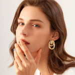 Load image into Gallery viewer, FILMOON Gold Geometric Drop Dangle Earrings for Women 18K Long Link Dangle Earrings Jewelry
