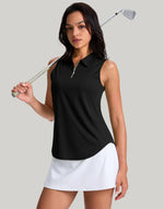Load image into Gallery viewer, G Gradual Womens Golf Shirt Sleeveless Zip Up Polo Shirts for Women Collared Lightweight Tennis Athletic Tank Top, Black, Small
