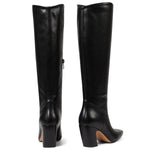 Load image into Gallery viewer, Oiamenne Knee High Boots for Women Soft Square Toe Chunky Heel Tall Boots Comfortable Wide Calf Long Boots with Side Zipper,Black Size 8.5
