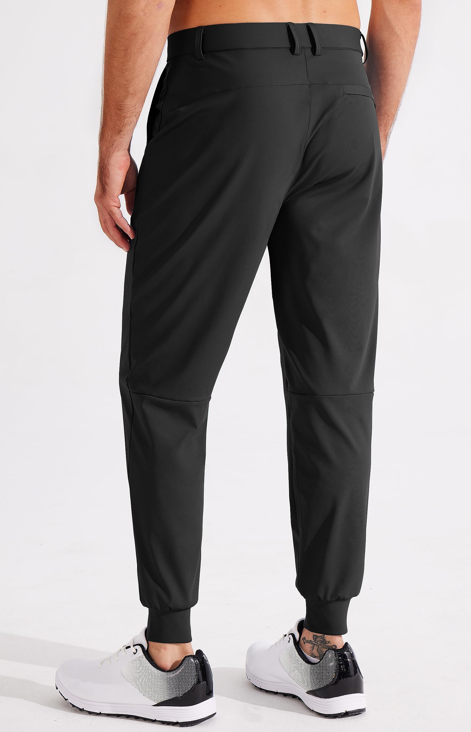 Libin Men's 4-Way Stretch Golf Joggers with Pockets, Slim Fit Work Dress Pants Athletic Casual Yoga Sweatpants for Men Baseball Pants, Black M