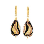 Load image into Gallery viewer, Ross-Simons Italian Black and Goldtone Murano Glass Drop Earrings in 18kt Gold Over Sterling
