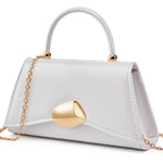 Load image into Gallery viewer, Gurina Designer Evening Handbag with Metal Handle, PU Leather Clutch Purse with Magnetic Buckle, Elegant Party Bag for Women (7OB White)
