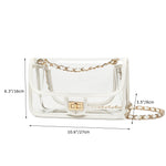 Load image into Gallery viewer, LAM GALLERY Womens PVC Clear Purse Handbag with Chain Stadium Approved Clear Bag See Through Bag for Working and Concert (White Gold Large)
