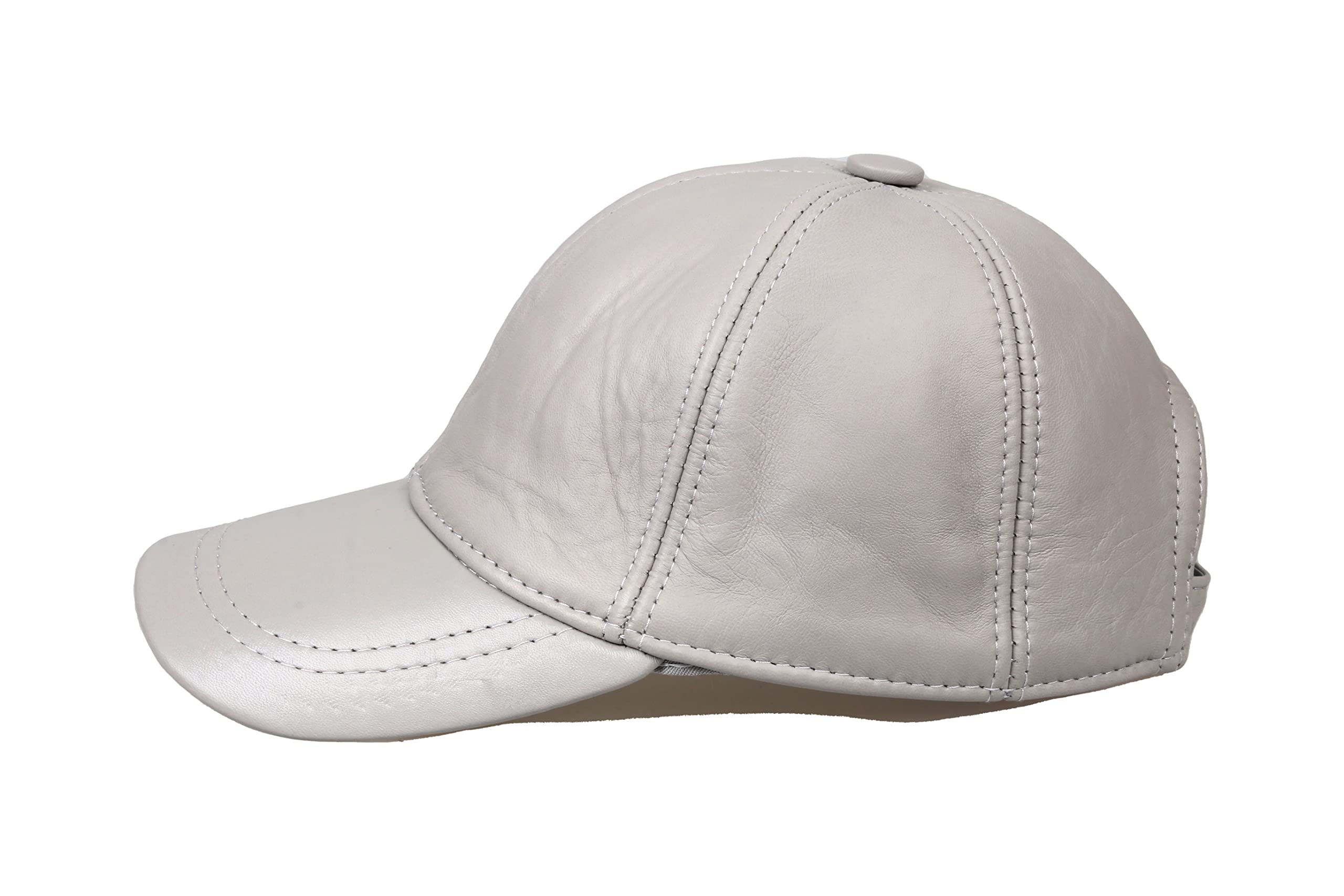 HATSQUARE Genuine Leather Baseball Cap Adjustable Soft Feel Dad Plain Hat Stylish Classic for Women Men Unisex (Grey)