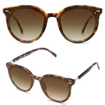 Load image into Gallery viewer, SOJOS Classic Round Sunglasses for Women Men Retro Vintage Shades Large Plastic Sunnies SJ2067 with Yellow Tortoise Frame/Gradient Brown Lens
