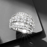 Load image into Gallery viewer, Ross-Simons 2.00 ct. t.w. Baguette and Round Diamond Multi-Row Ring in Sterling Silver. Size 5
