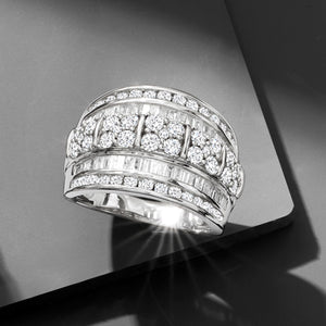 Ross-Simons 2.00 ct. t.w. Baguette and Round Diamond Multi-Row Ring in Sterling Silver. Size 5