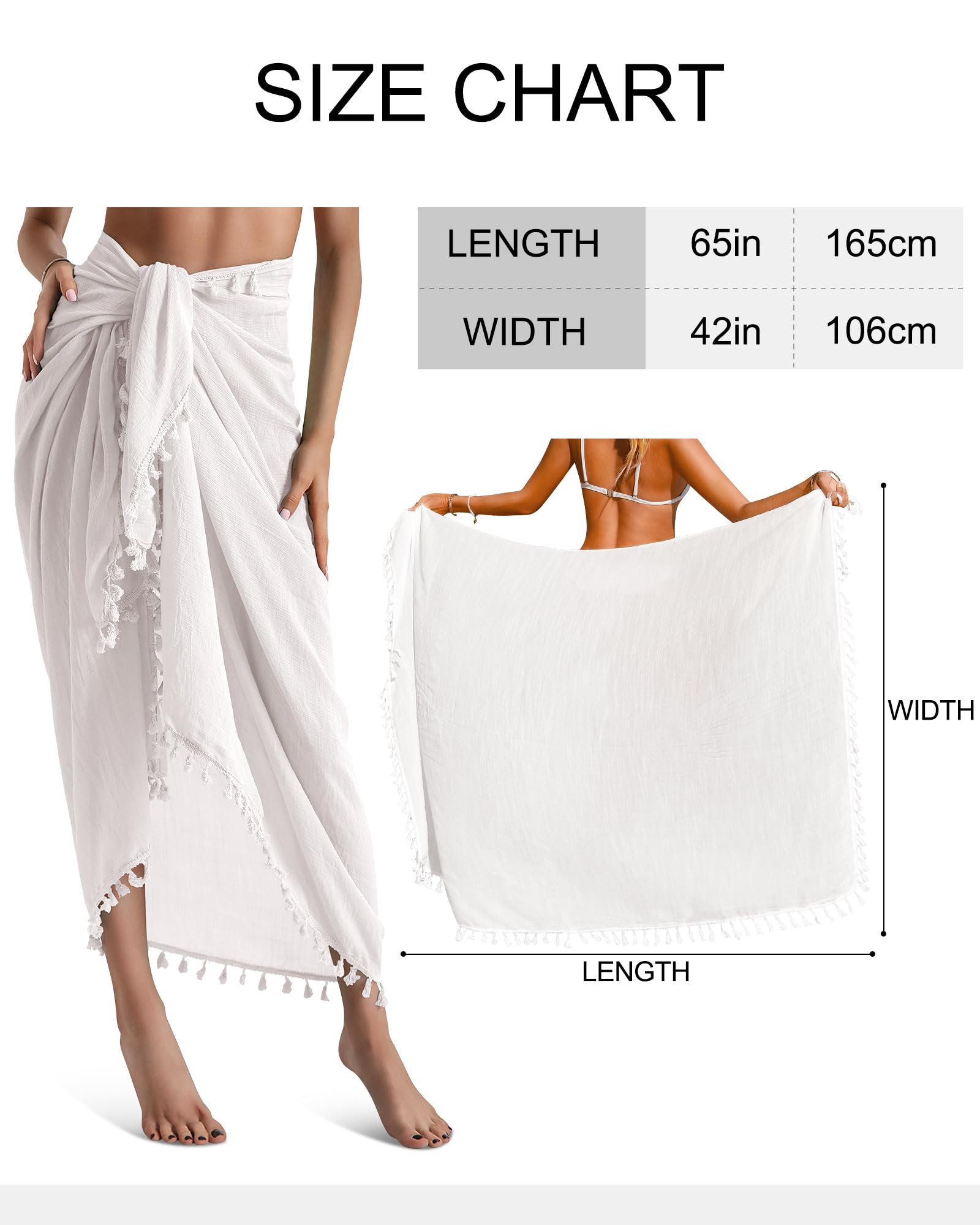 Eicolorte Cover Up Skirt Open Front Swimsuit Wrap Cover Ups Summer Beach Skirts With Slit For Women