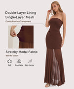 Load image into Gallery viewer, Curvphilo Strapless Bodycon Maxi Dress Women Double Lined Modal Mesh Formal Cocktail Party Wedding Guest Dress (Double Lined, US, Alpha, Medium, Regular, Regular, Chocolate Brown)
