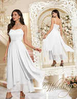 Load image into Gallery viewer, HomRain White Wedding Dresses for Women Bride 2026, Semi Formal Long Dress for Teens Graduation with V-Neck &amp; Fancy, Lace Chiffon Clothing for Beach &amp; Spring, White M
