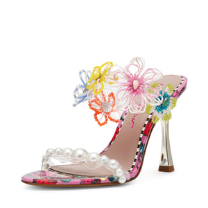 Betsey Johnson Women's Goldiee Heeled Sandal, Berry Multi, 7.5
