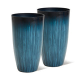Load image into Gallery viewer, Worth Garden 23.5" H. Large Plastic Planters - Set of 2 Gradient Blue Glossy Smooth Finish - Tall Plant Pots for Indoor &amp; Outdoor Use - Decorative Lightweight Flower Pot for Front Porch, Patio, Deck
