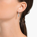 Load image into Gallery viewer, Swarovski Stilla Attract Trilogy Drop Pierced Earrings with White Crystals on a Rhodium Plated Setting with Hinged Closure
