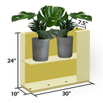 Load image into Gallery viewer, Wallowa Metallic Heavy Outdoor Span Planter Box, Long and Tall Divider Planters, Flower Pot, Plant Container 30Lx10Wx24H, Bright Yellow, No Assemble and Seamless 30.8 Pounds
