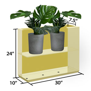 Wallowa Metallic Heavy Outdoor Span Planter Box, Long and Tall Divider Planters, Flower Pot, Plant Container 30Lx10Wx24H, Bright Yellow, No Assemble and Seamless 30.8 Pounds