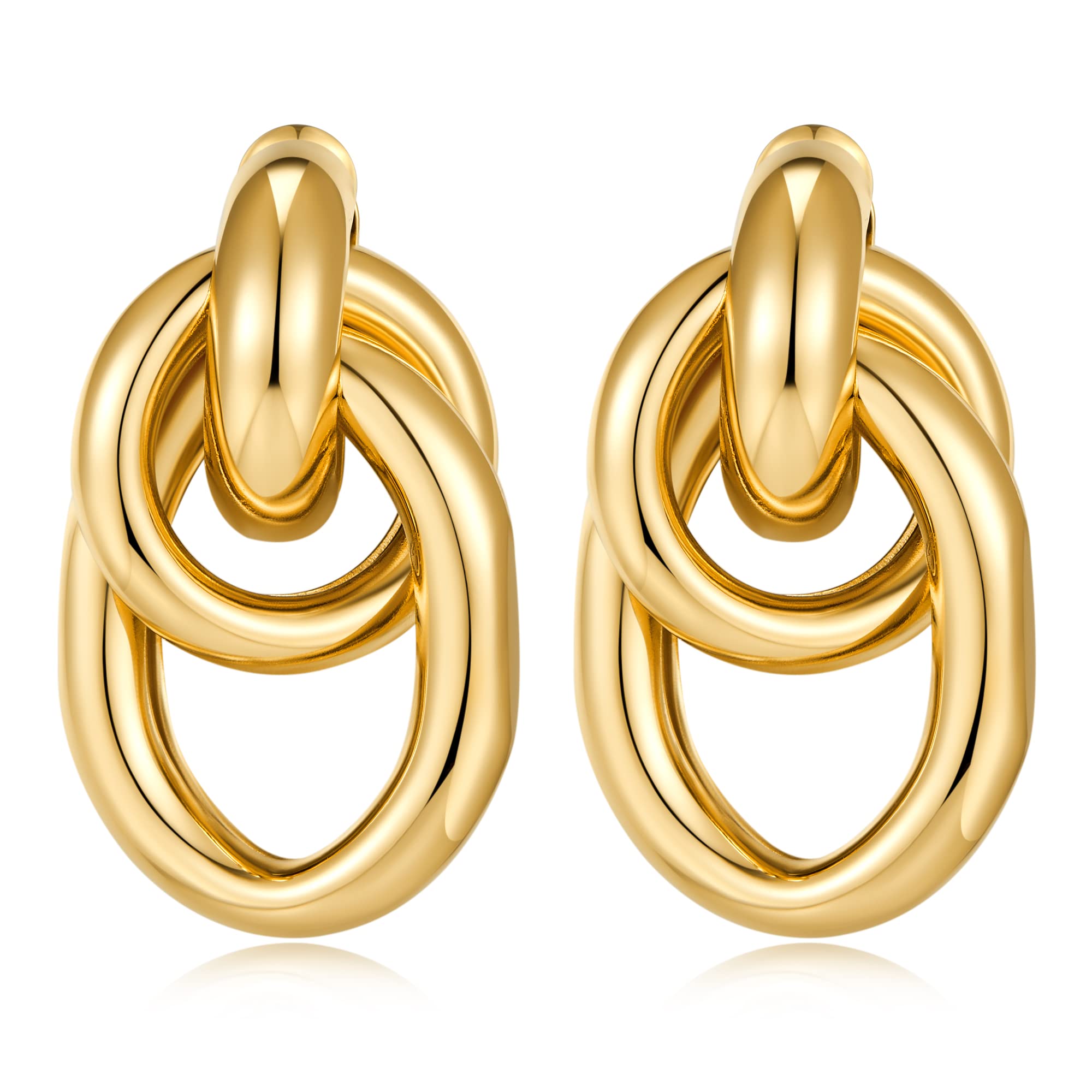 FILMOON Gold Geometric Drop Dangle Earrings for Women 18K Long Link Dangle Earrings Jewelry