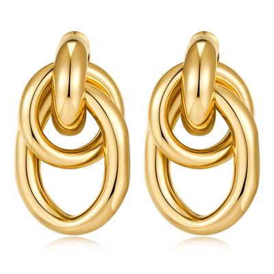 FILMOON Gold Geometric Drop Dangle Earrings for Women 18K Long Link Dangle Earrings Jewelry