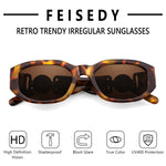 Load image into Gallery viewer, FEISEDY Retro Trendy Rectangle Sunglasses Women Men Vintage 90s Small Narrow Square Sunglasses B2322
