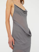 Load image into Gallery viewer, Christopher Esber, Cowl Hip Slip Dress, 2-4, Shadow Grey
