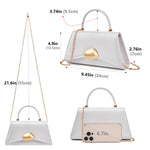 Load image into Gallery viewer, Gurina Designer Evening Handbag with Metal Handle, PU Leather Clutch Purse with Magnetic Buckle, Elegant Party Bag for Women (7OB White)
