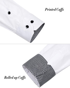 J.VER Men's Casual Long Sleeve Stretch Dress Shirt Wrinkle-Free Regular Fit Button Down Shirts White Black Medium