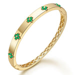Load image into Gallery viewer, TIMELESSTAR Emerald Gold Bangle Bracelets for Women Gifts Four Leaf Clover Bracelet Moissanite Diamond Tennis 925 Sterling Silver 18k Plated Cute Friendship Dainty Womens Bangles Stack Non Tarnish
