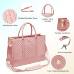 Load image into Gallery viewer, LOVEVOOK Laptop Bags for Women, 15.6 inch Waterproof Work Tote Bag with Clutch, Professional Teacher Computer Purse Lightweight Shoulder Bag Travel, Quilted Pink
