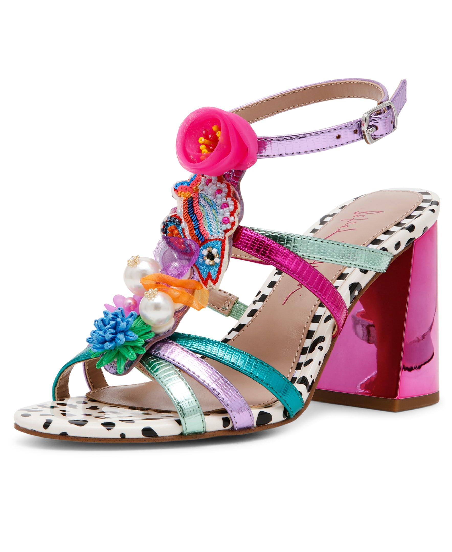 Betsey Johnson Women's Azallia Heeled Sandal, Pink Multi, 9
