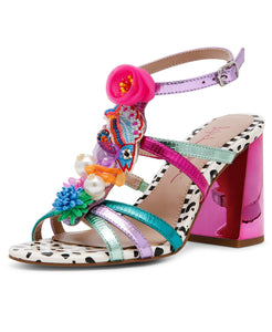 Betsey Johnson Women's Azallia Heeled Sandal, Pink Multi, 9