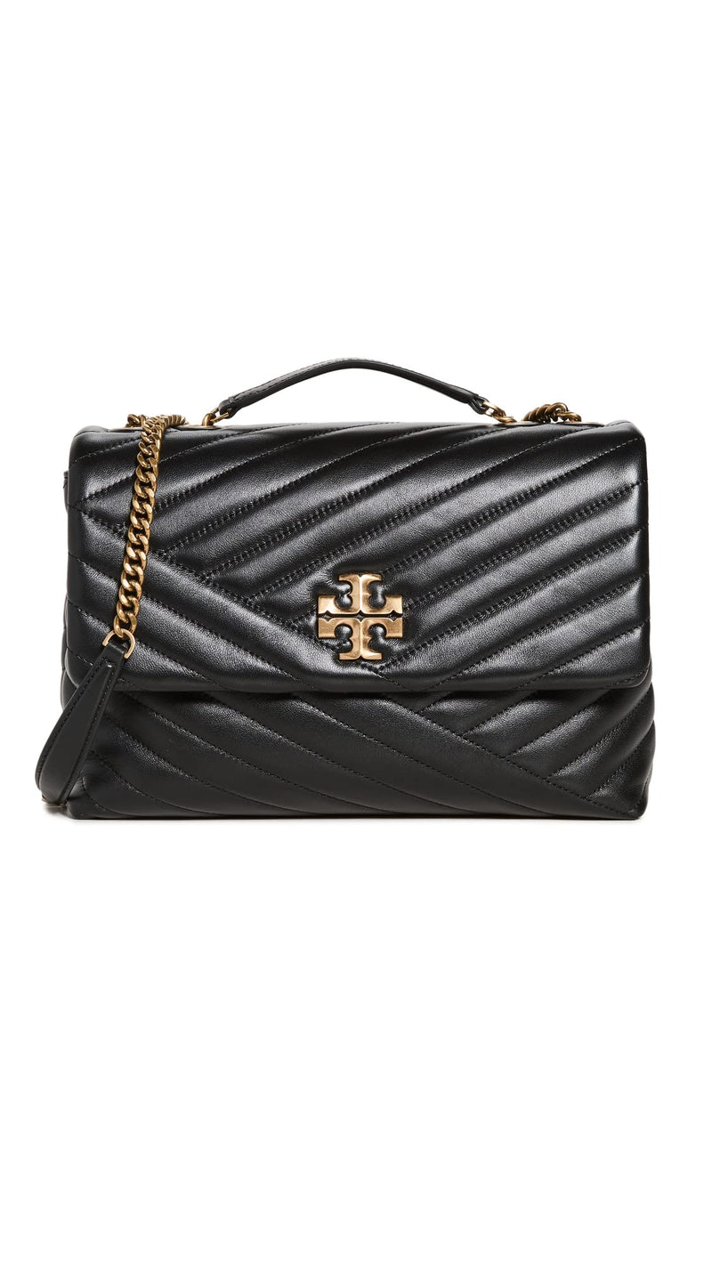 Tory Burch Women's Kira Chevron Convertible Shoulder Bag, Black, One Size