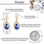 Load image into Gallery viewer, Austrian Crystal Hollow Teardrop Halo Drop Dangle Earrings for Women 14K Rose Gold Plated Hypoallergenic Jewelry (Bermuda Blue)
