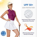 Load image into Gallery viewer, Womens Purple Leopard Sleeveless Golf Shirts Polo Shirts Golf Tank Tops, Medium
