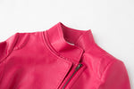 Load image into Gallery viewer, chouyatou Women's Stylish Oblique Zip Slim Faux Leather Biker Outerwear Jacket (Medium, Rose)

