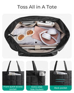Load image into Gallery viewer, BAGSMART Expandable Tote Bag for Women, Zippered Puffer Design with Water-Resistant Quilted, Nurse and Carry-On Travel Bag, Black
