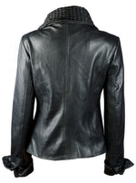 Load image into Gallery viewer, TIPTOP Novaty Designer Women’s Coat Lamb Leather Jacket Moto Biker Smart Fit Black &amp; Red Color
