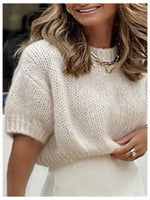 Load image into Gallery viewer, GORGLITTER Women's Puff Short Sleeve Cropped Sweater Tops Cute Chunky Fall Fashion Knit Crop Sweaters 2025 Apricot Large
