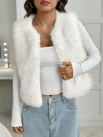 Load image into Gallery viewer, BTFBM Faux Fur Vest For Women 2025 Trendy Fall Sleeveless Cropped Fuzzy Jacket Fluffy Winter Coats Furry Vests Outerwear(White, Medium)
