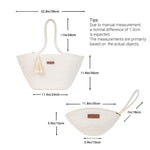 Load image into Gallery viewer, Large Woven Tote &amp; Small Handbag Set for Women, Cotton Rope Shoulder Bag for Beach Pool Travel Weekends, Purse for Essentials (White)
