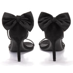 Load image into Gallery viewer, Coutgo Womens Ankle Strap High Heels Open Toe Stiletto Bow Tie Knot Heeled Sandals Fashion Wedding Dress Pump Shoes Black 8.5
