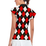 Load image into Gallery viewer, Ladies Argyle Golf Shirts Printed Petal Sleeve Polo Shirts Womens Golf Apparel
